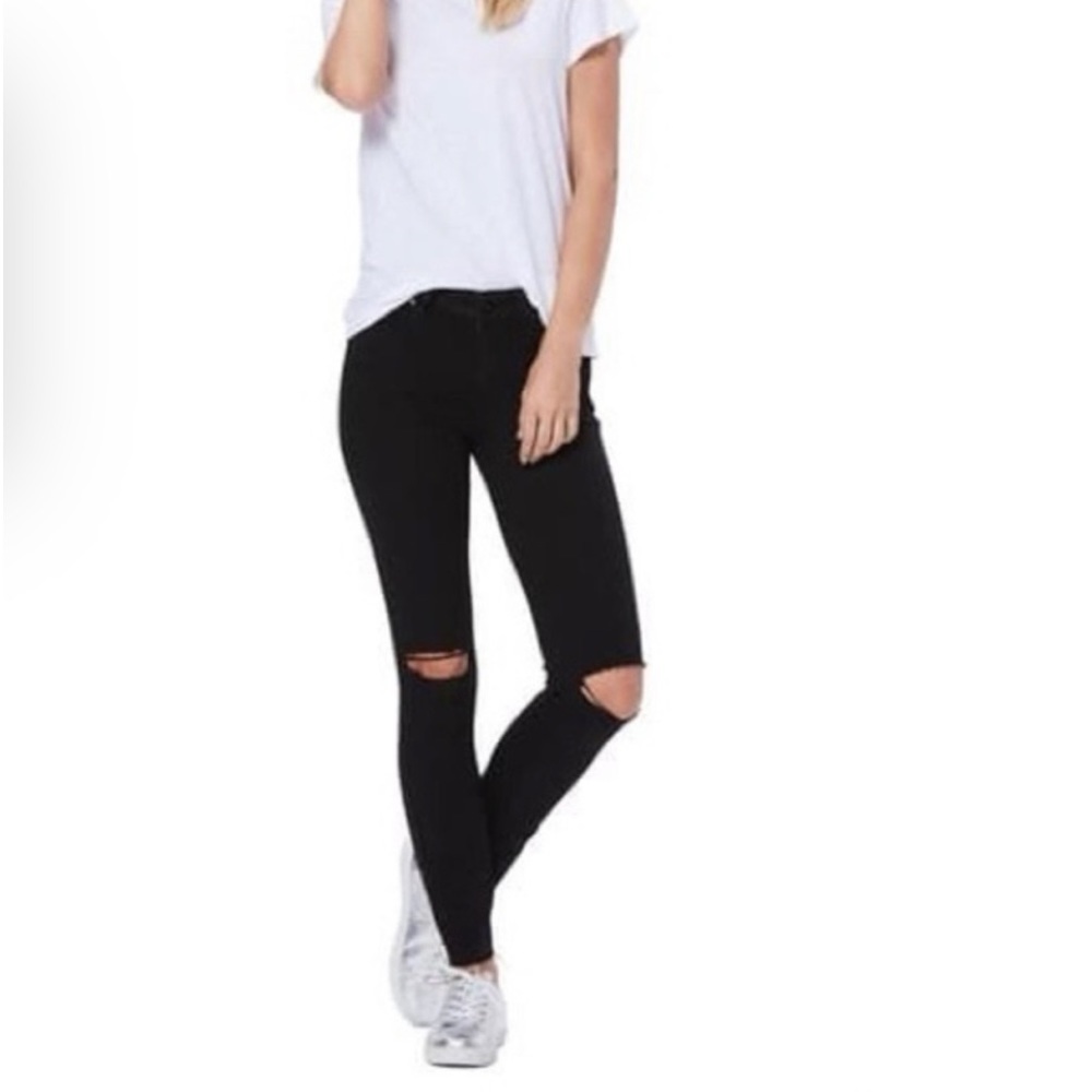 🎉NWT PAIGE Super High Rise Margot Ankle (Black Anchor)deconstructed skinny jean